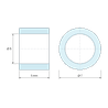 Plan coté 5 mm, Entretoise lisse aluminium Ø5x7mm pour vis M5