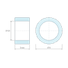 Plan coté 5 mm, Entretoise lisse acier inoxydable Ø6,6x9mm pour vis M6