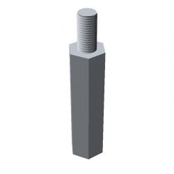 Entretoise hexagonale filetée mâle/femelle acier zingué jaune M4 - 7 mm sur plats