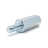 Entretoise hexagonale filetée mâle/femelle acier zingué bleu M2,5 - 5 mm sur plats
