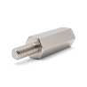 Entretoise hexagonale filetée mâle/femelle laiton nickelé au plomb M2,5 - 5 mm sur plats