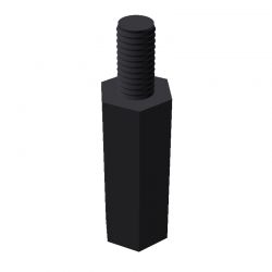 Entretoise hexagonale filetée mâle/femelle plastique polyamide PA6.6 M3 - 5,5 mm sur plats