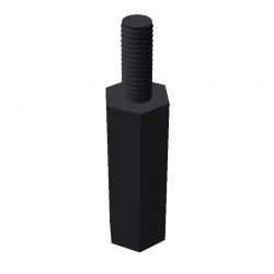 Entretoise hexagonale filetée mâle/femelle plastique polyamide PA6.6 M3 - 6 mm sur plats