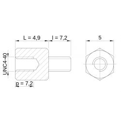 [decl 4.9mm / 7.2 mm] Entretoise hexagonale filetée mâle/femelle acier nickelé UNC4-40 - 5 mm sur plats