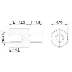 [decl 41.3mm / 4.8 mm] Entretoise hexagonale filetée mâle/femelle acier nickelé UNC4-40 - 6,35 mm sur plats