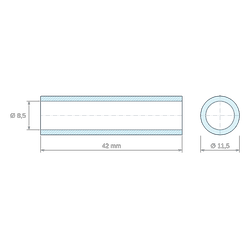 [decl 42mm] Entretoise lisse acier zingué Ø8,5x11,5mm pour vis M8