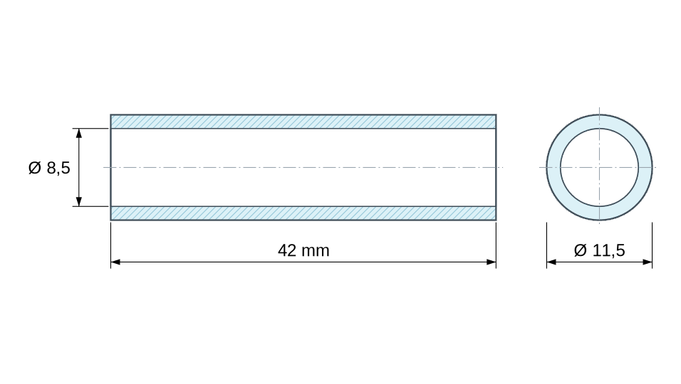 Plan coté entretoise acier zingué Ø8,5x11,5 mm Plan coté entretoise acier zingué Ø8,5x11,5 mm