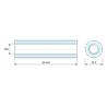 Plan coté 18 mm, Entretoise ronde filetée femelle/femelle acier zingué M3 - Ø5 mm