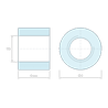 Plan coté 6 mm, Entretoise ronde filetée femelle/femelle acier zingué M5 - Ø8 mm