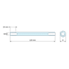 Plan coté 120 mm, Entretoise hexagonale filetée femelle/femelle acier zingué M6 - 8 mm sur plats