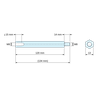 Plan coté 120 mm / 14 mm, Entretoise hexagonale filetée mâle/femelle acier zingué jaune au plomb M8 - 13 mm sur plats