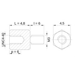 [decl 4.8mm / 6 mm] Entretoise hexagonale filetée mâle/femelle acier zingué jaune UNC4-40 - 4,5 mm sur plats