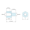 Plan coté 4,8 mm / 3,9 mm, Entretoise hexagonale filetée mâle/femelle acier zingué jaune au plomb UNC4-40 - 5 mm sur plats