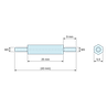 Plan coté 25 mm / 9 mm, Entretoise hexagonale filetée mâle/mâle acier zingué jaune M3 - 5,5 mm sur plats