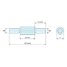 Plan coté 15 mm / 11 mm, Entretoise hexagonale filetée mâle/mâle acier zingué jaune M5 - 7 mm sur plats