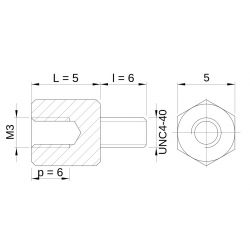 [decl 5mm / 6 mm] Entretoise hexagonale filetée mâle/femelle acier zingué M3 - 5 mm sur plats