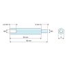 Plan coté 30 mm / 6 mm, Entretoise hexagonale filetée mâle/femelle acier zingué M3 - 5 mm sur plats