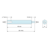 Plan coté 45 mm / 6 mm, Entretoise hexagonale filetée mâle/femelle acier zingué M3 - 6 mm sur plats