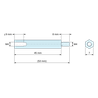Plan coté 45 mm / 8 mm, Entretoise hexagonale filetée mâle/femelle acier zingué bleu au plomb M4 - 7 mm sur plats
