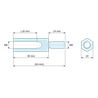 Plan coté 30 mm / 14 mm, Entretoise hexagonale filetée mâle/femelle acier zingué bleu au plomb M6 - 10 mm sur plats