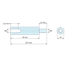 Plan coté 45 mm / 12 mm, Entretoise hexagonale filetée mâle/femelle acier zingué bleu au plomb M6 - 10 mm sur plats