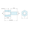 Plan coté 7,5 mm / 8 mm, Entretoise hexagonale filetée mâle/femelle aluminium passivé M4 - 7 mm sur plats