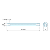 Plan coté 80 mm, Entretoise hexagonale filetée femelle/femelle acier inoxydable M3 - 5 mm sur plats