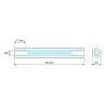 Plan coté 45 mm, Entretoise hexagonale filetée femelle/femelle acier inoxydable M3 - 5,5 mm sur plats