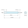 Plan coté 45 mm / 6 mm, Entretoise hexagonale filetée mâle/femelle acier inoxydable M3 - 5,5 mm sur plats