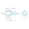Plan coté 4,8 mm / 3,9 mm, Entretoise hexagonale filetée mâle/femelle acier inoxydable UNC4-40 - 5 mm sur plats