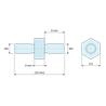 Plan coté 3 mm / 6 mm, Entretoise hexagonale filetée mâle/mâle acier inoxydable M3 - 5,5 mm sur plats