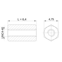 [decl 6.4mm] Entretoise hexagonale filetée femelle/femelle laiton zingué UNC4-40 - 4,75 mm sur plats