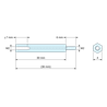 Plan coté 30 mm / 6 mm, Entretoise hexagonale filetée mâle/femelle laiton nickelé au plomb M2 - 4 mm sur plats
