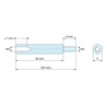Plan coté 30 mm / 8 mm, Entretoise hexagonale filetée mâle/femelle laiton nickelé au plomb M3 - 5 mm sur plats