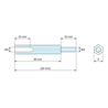 Plan coté 30 mm / 10 mm, Entretoise hexagonale filetée mâle/femelle laiton nickelé au plomb M3 - 5 mm sur plats