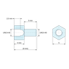 Plan coté 4 mm / 5 mm, Entretoise hexagonale filetée mâle/femelle laiton nickelé au plomb UNC4-40 - 5 mm sur plats