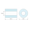 Plan coté 30 mm, Entretoise lisse plastique polyamide PA6.6 naturel Ø10,3x22mm pour vis M10