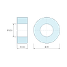 Plan coté 10 mm, Entretoise lisse plastique polyamide PA6.6 naturel Ø12,6x25mm pour vis M12