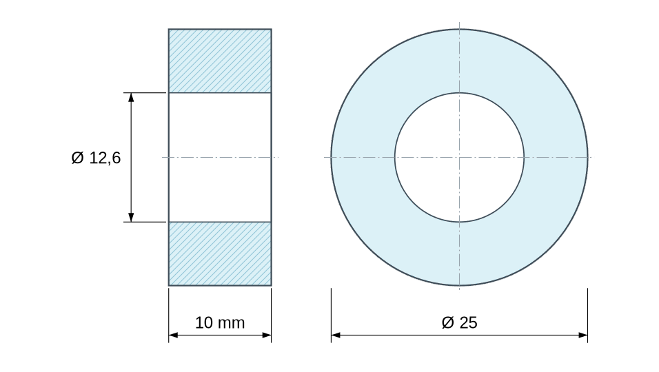 Plan coté entretoise plastique polyamide PA6.6 Ø12,6x25 mm Plan coté entretoise plastique polyamide PA6.6 Ø12,6x25 mm