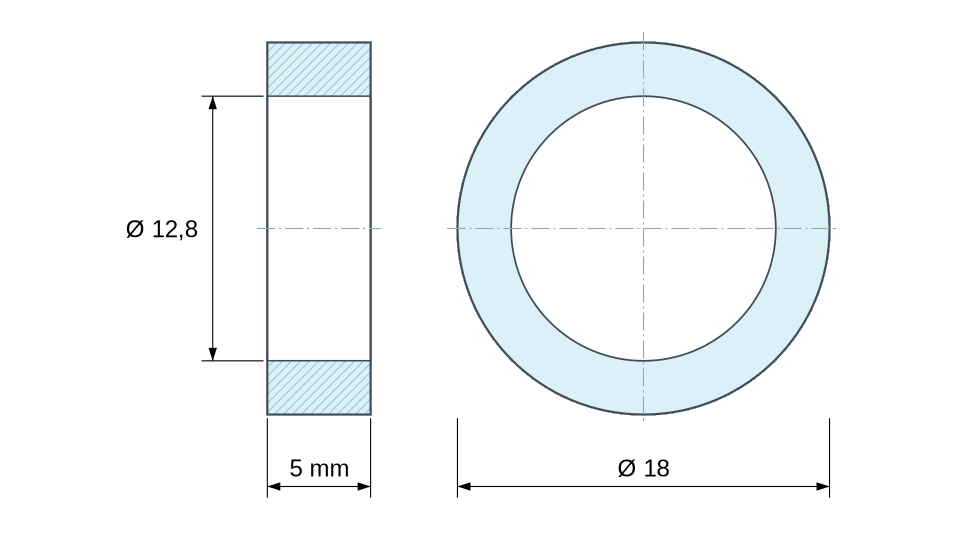 Plan coté entretoise plastique polyamide PA6.6 naturel Ø12,8x18 mm Plan coté entretoise plastique polyamide PA6.6 naturel Ø12,8x18 mm