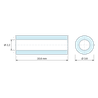 Plan coté 10,6 mm, Entretoise lisse plastique polyamide PA6 blanc Ø2,2x3,8mm pour vis M2