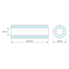 Plan coté 10,9 mm, Entretoise lisse plastique polyamide PA6 blanc Ø2,2x3,8mm pour vis M2