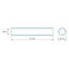 Plan coté 17 mm, Entretoise lisse plastique polyamide PA6 blanc Ø2,3x3,2mm pour vis M2