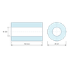 Plan coté 7,9 mm, Entretoise lisse plastique polyamide PA6 blanc Ø2,3x4,7mm pour vis M2
