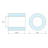 Plan coté 5 mm, Entretoise lisse plastique polyacétal POM naturel Ø3,1x5mm pour vis M3