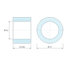 Plan coté 3,2 mm, Entretoise lisse plastique polyamide PA6 blanc Ø3,2x4,7mm pour vis M3