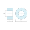 Plan coté 3,2 mm, Entretoise lisse plastique polyamide PA6 blanc Ø3,2x6,4mm pour vis M3