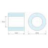Plan coté 5 mm, Entretoise lisse plastique polyamide PA6 renforcé fibre de verre Ø3,4x5,5mm pour vis M3