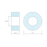 Plan coté 3 mm, Entretoise lisse plastique polycarbonate gris Ø3,6x7mm pour vis M3,5