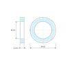 Plan coté 1 mm, Entretoise lisse plastique polyamide PA6 blanc Ø4,3x6,4mm pour vis M4